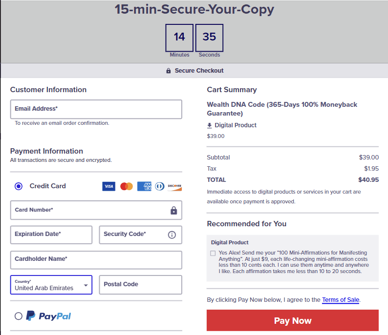 WealthDNA Code Checkout